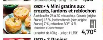 4 Mini Gratibs Aux Crozets, Lardons Et Reblochon