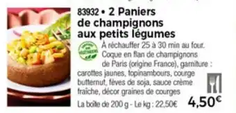 Thiriet 2 Paniers De Champignons Aux Petits Lègumes offre