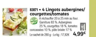 Thiriet 4 Lingots Aubergines Courgettes/Tomates offre