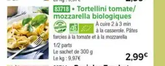Tortellini Tomate/Mozzarella Biologiques