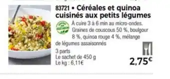 Thiriet Cèrèales Et Quinoa Cuisinès Aux Petits Lègumes offre