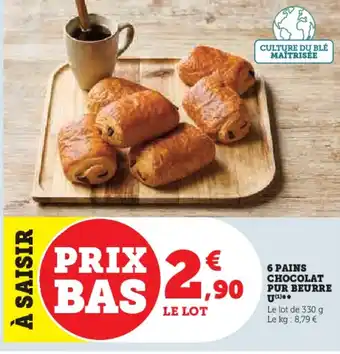 Super U 6 PAINS CHOCOLAT PUR BEURRE U offre