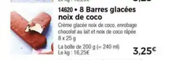 8 Barres Glacèes Noix De Coco