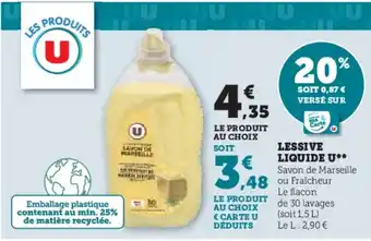 Super U LESSIVE LIQUIDE U offre
