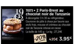 2 Paris-Brest Au Chocolat Noir De Tanzanie