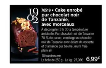 Cake Enrobe Pur Chocolat Noir De Tanzanie Avec Morceaux
