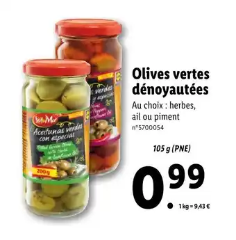 Olives vertes dénoyautées