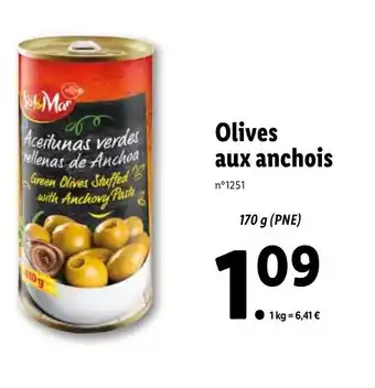 Lidl Olives aux anchois offre