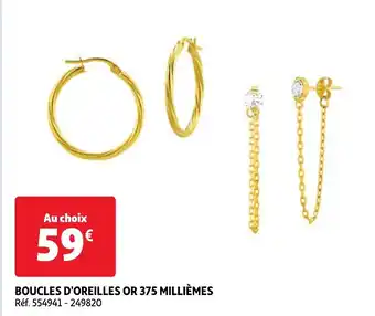 Auchan BOUCLES D'OREILLES OR 375 MILLIÈMES offre