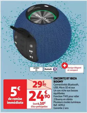 Auchan ENCEINTE BT IBIZA BOOMY offre