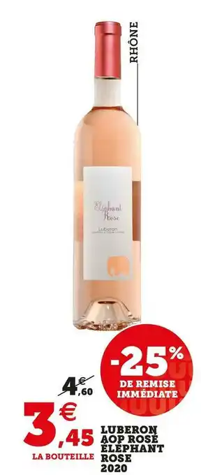 U Express Éléphant rose luberon aop rosé 2020 offre