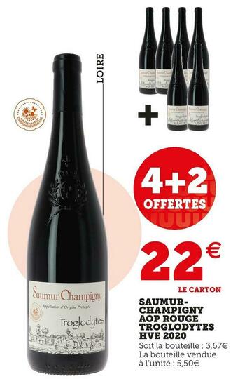 Super U Saumur champigny aop rouge troglodytes hve 2020 offre