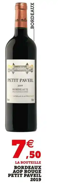 Super U Petit paveil bordeaux aop rouge 2019 offre