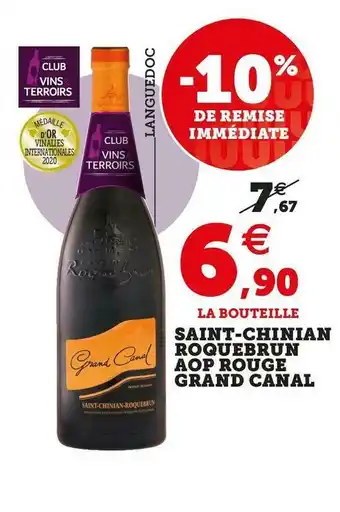 Super U Grand canal saint-chinian roquebrun aop rouge offre