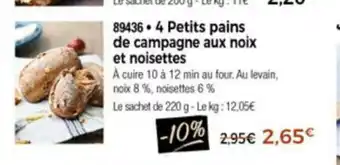 4 Petits Pains De Campagne Aux Noix Et Noisettes