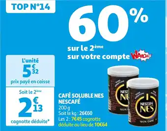 Auchan CAFÉ SOLUBLE NES NESCAFÉ offre