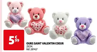 Auchan OURS SAINT VALENTIN COEUR 25CM. offre