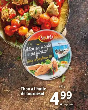 Lidl Thon à l'huile de tournesol offre