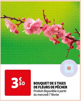 Auchan BOUQUET DE 5 TIGES DE FLEURS DE PÊCHER offre