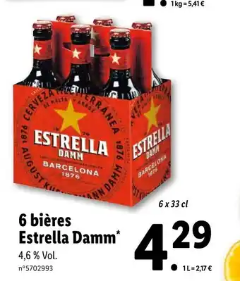 Lidl 6 bières Estrella Damm offre