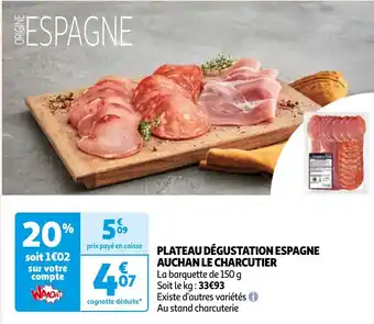 Auchan PLATEAU DÉGUSTATION ESPAGNE AUCHAN LE CHARCUTIER offre