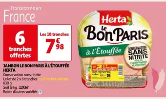 Auchan JAMBON LE BON PARIS À L'ÉTOUFFÉE HERTA offre