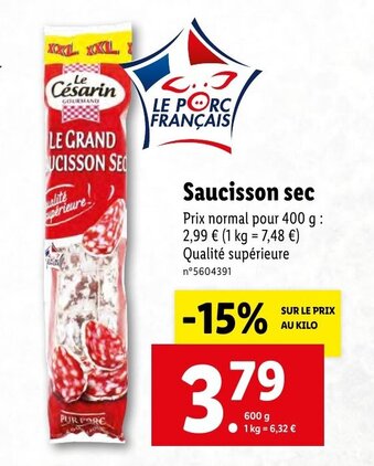 Lidl Saucisson sec offre