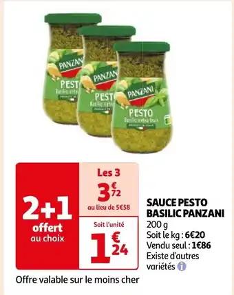 Auchan SAUCE PESTO BASILIC PANZANI offre