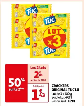 Auchan CRACKERS ORIGINAL TUC LU offre