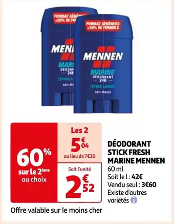 Auchan DÉODORANT STICK FRESH MARINE MENNEN offre