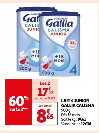 Auchan LAIT 4 JUNIOR GALLIA CALISMA offre