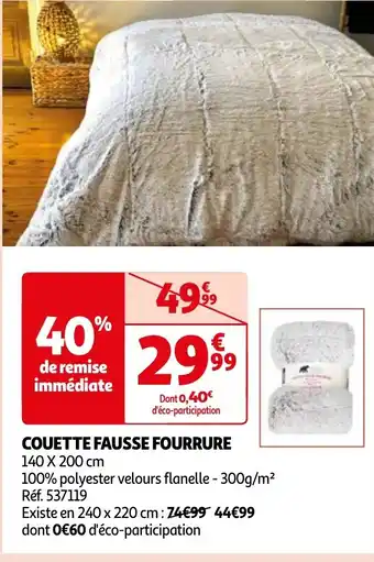 Auchan COUETTE FAUSSE FOURRURE offre