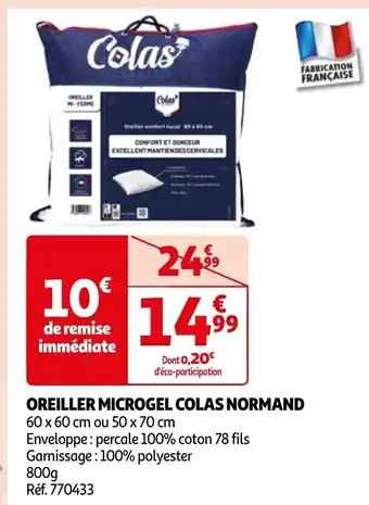 Auchan OREILLER MICROGEL COLAS NORMAND offre