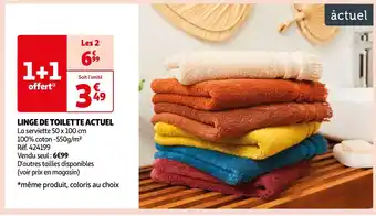 Auchan LINGE DE TOILETTE ACTUEL La serviette 50 x 100 cm offre