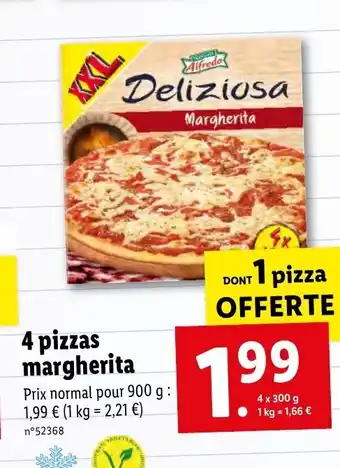 Lidl 4 pizzas margherita offre