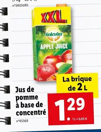Lidl Jus de pomme à base de concentré offre