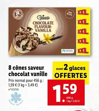 Lidl 8 cônes saveur chocolat vanille offre