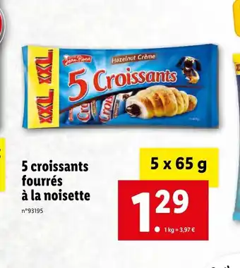 Lidl 5 croissants fourrés à la noisette offre