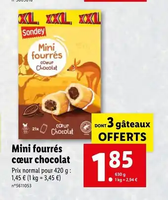 Lidl Mini fourrés cœur chocolat offre