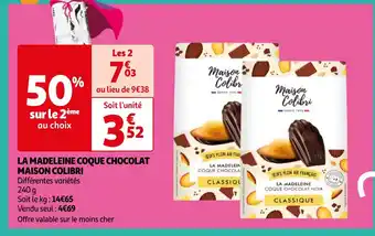 LA MADELEINE COQUE CHOCOLAT MAISON COLIBRI