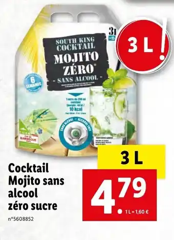 Lidl Cocktail Mojito sans alcool zéro sucre offre