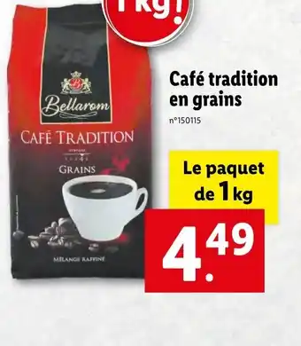 Lidl Café tradition en grains offre
