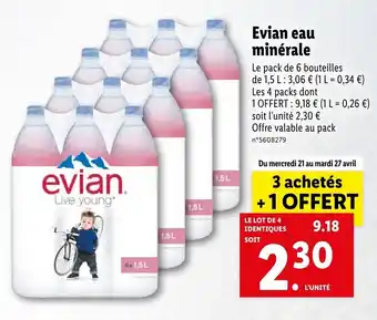Lidl Evian eau minérale offre