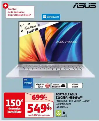 Auchan PORTABLE ASUS S1605PA-MB149W offre