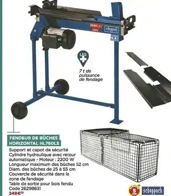 Fendeur De Bûches Horizontal Hl760ls Scheppach