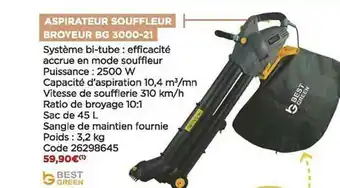 Bricomarché Aspirateur Souffleur Broyeur Bg 3000-21 Best Green offre