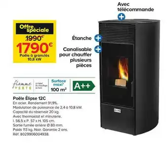 Flamme Verte Poêle élipse 12c