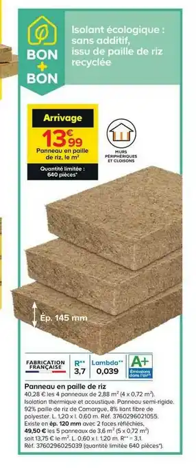 Castorama Panneau En Paille De Riz offre