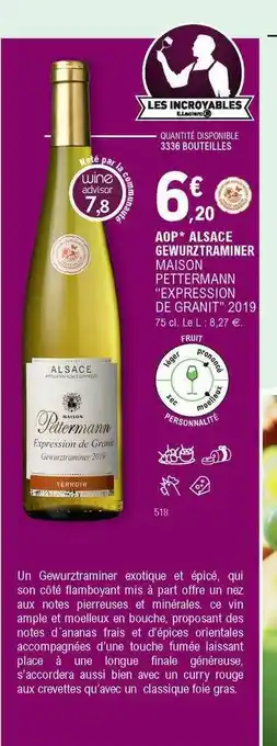 E.Leclerc Aop Alsace Gewurztraminer Maison Pettermann offre