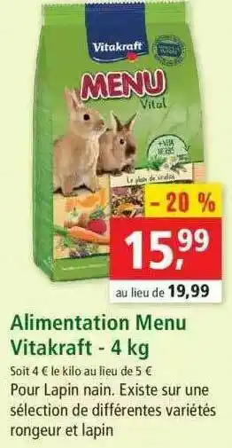 Maxi Zoo Alimentation Menu Vitakraft - 4 Kg offre